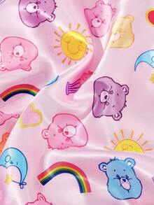 SHEIN X Care Bears 升級版雙層布料護髮帽，寬邊彈性緞面睡眠帽，柔軟舒適，適合居家日常睡眠穿戴 - 粉色 - 查看 10