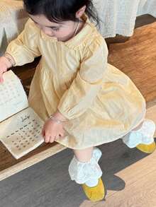 Dazy Kids 嬰兒女童圓領刺繡卡通可愛無袖中長洋裝 - 粉色 - 查看 4