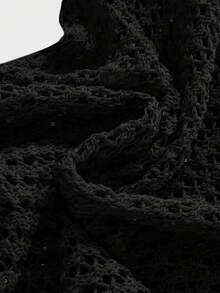ROMWE Y2K Women's Sexy Hot Girl Halloween Style Halter Neck Hollow Out Tie Knit Top Club Holiday Night Black Summer - Black - View 4