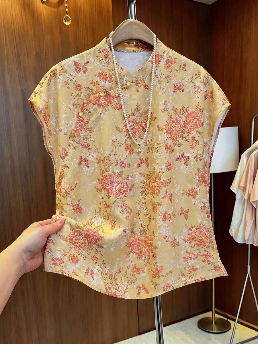 Resyla 女款花卉印花鈕扣式時尚襯衫,適合度假與旅行 - 彩色 - 查看 1