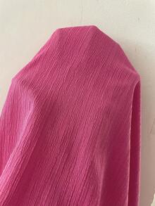 BrightlyHer Plus Size Women's Round Neck Lace Casual Versatile Everyday Outing Blouse Fall - Hot Pink - View 9
