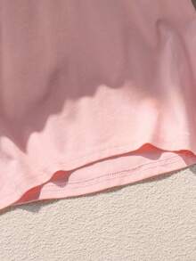 SHEIN 女童針織圓領休閒荷葉袖T恤 - 淺粉色 - 查看 5