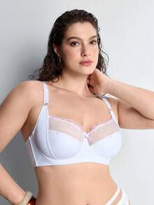 Slumbrini Plus Size Women's White Lace Sexy Bra - With Thin Padding And Lining, Comfortable Push-Up Design - White - View 7