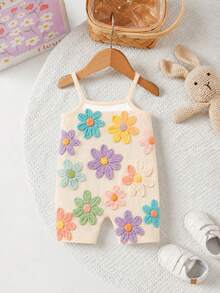 Baby Girl Casual Cartoon Pattern Suspender Romper, Suitable For Spring And Summer - Multicolor - View 6