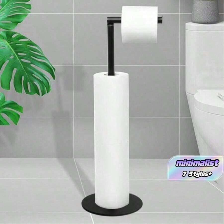 1pc Weighted Base Freestanding Paper Towel Holder, Stainless Steel Paper Towel Holder, Kitchen And Bathroom Paper Towel Holder, Modern Style Toilet Paper Roll Holder - Multicolor - View 1