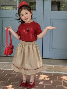 Dazy Kids 少女休閒森系水洗清新甜美牛仔裙 - 彩色 - 查看 1