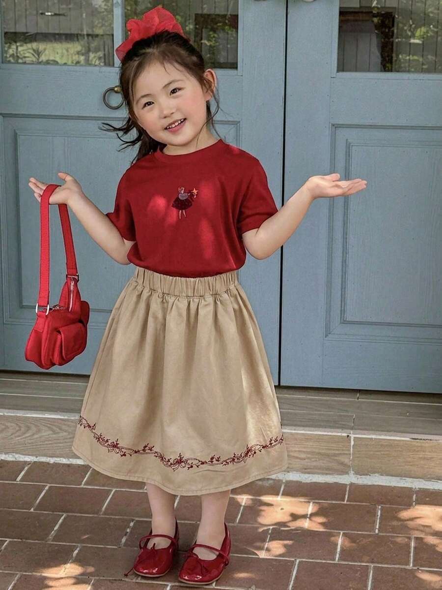 Dazy Kids 少女休閒森系水洗清新甜美牛仔裙 - 彩色 - 查看 1