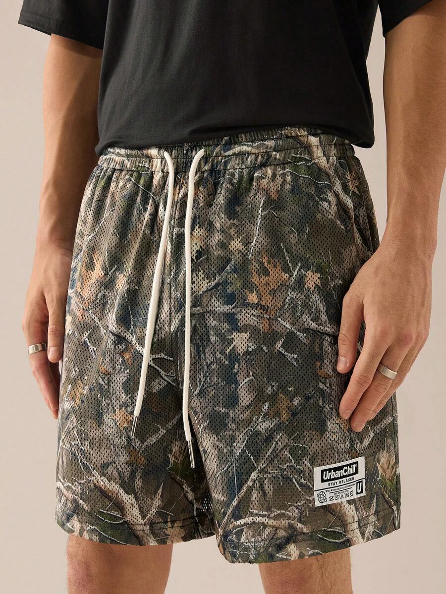 SWAVVY Men's Knit Casual Loose Straight Leg Camo Shorts - Multicolor - View 1
