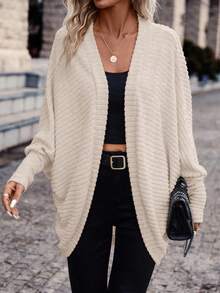 SHEIN Frenchy Casual Commute Solid Color Batwing Sleeve Jacket - Apricot - View 5
