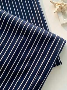 SHEIN EZwear 女款休閒繫腰直筒長褲，適合夏季穿著 - 藍白色 - 查看 7