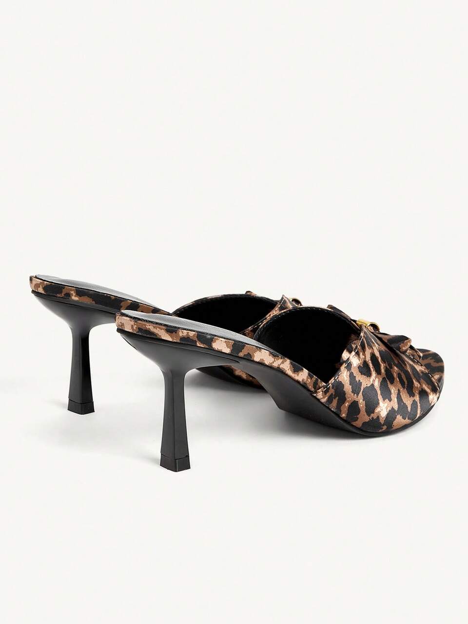 CUCCOO CHICEST Ladies Sexy Leopard Print Fashion Bow Round Toe Thin Heel High Heel Sandals Spring