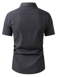 Manfinity Mode Camisa de negocios de manga corta para hombre - Negro - Ver 2