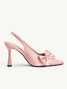 CUCCOO CHICEST Sepatu Hak Lancip Elegan Wanita dengan Hiasan Pita, Imut dan Romantis, Cocok untuk Beraktivitas di Luar Rumah, Kencan, Minum Teh Sore, Pesta, Hari Valentine - Baby Pink - View 3