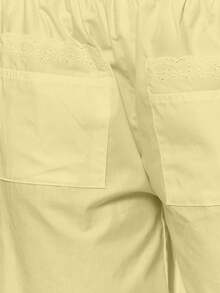 MUSERA 刺繡蕾絲飾邊大尺寸低腰短褲 春夏度假假日 Ibiza 波希米亞風 優雅休閒 - 黃色 - 查看 5