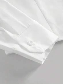 Girlism Tween女孩休閒百搭優雅學院風白色修身抓皺襯衫，返校穿搭白襯衫 - 白色 - 查看 5