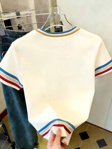 Resyla Plus Size Summer Casual Colorblock Striped T-Shirt - Multicolor - View 2