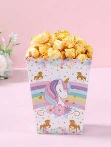 10pcs Rainbow Popcorn Boxes, Disposable Paper Magical  Theme Candy Containers, Suitable For Girls Birthday Party, Baby Shower, Party Supplies, Movie Night Snack Boxes - View 4