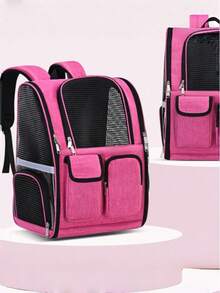 1PC Foldable Pet Backpack Breathable Portable Large Capacity Double Shoulder Bag For Cat And Dog Travel Outdoor Carrier Puppy Kitten Carrier - Multicolor - View 7