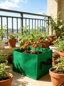 Saco de Cultivo Retangular Verde em Feltro Respirável Não Tecido, Saco de Crescimento de Plantas Nutritivo Reutilizável e Resistente, Recipiente de Plantio para Vegetais, Tomate, Ervas, Flores, Uso Interno e Externo, Paisagismo Doméstico, Suprimentos de Jardim - Verde - Visão 3