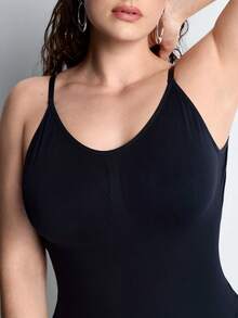 Slumbrini 1 件大码女式无缝露背紧身衣，收腹内衣，性感塑身衣，适合夏季内衣 - 黑色 - 查看 5