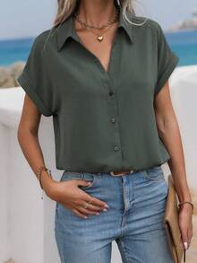 Breezaya Women's Solid Color Shirt, A Stylish Basic Top Suitable For Various Occasions - Multicolor - View 5