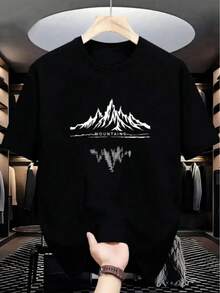 Camiseta Senderismo Montaña Reflejada Minimalista - Negro - Ver 1