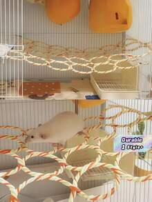 1pc Durable Non-Slip Multi-Functional Climbing Rope Net Toy For Cage, Bird Perch Swing Ladder Bridge Hammock, Small Pet Exercise Toy For Rats Parrots Birds (Random Color) - Multicolor - View 1