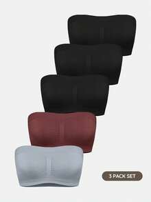 SHAPORA Conjunto De 5 Piezas De Sujetador De Tubo De Color Sólido Para Mujer - Multicolor - Ver 20