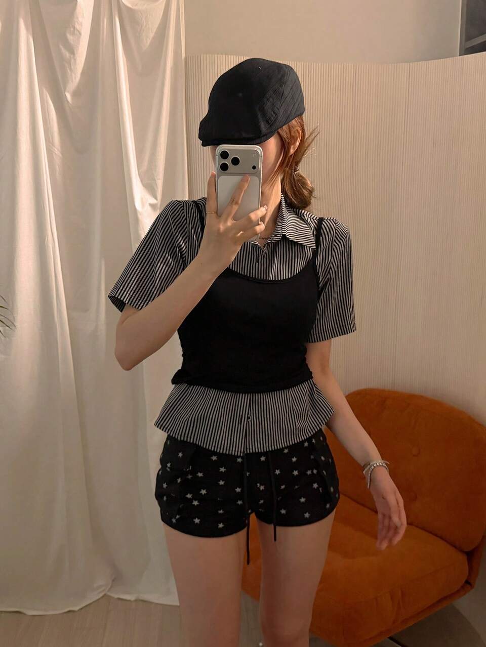 Women's Layered Sweet Cool Halter Neck Short Sleeve T-Shirt, Design-Driven Sexy Slim Fit 2-Piece Set Versatile Top