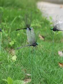 10pcs Realistic Dragonfly Decor, 3D Dragonfly Garden Stake, Dragonfly Garden Ornament, Yard Decoration, Movable Dragonfly Stake, Modern Dragonfly Design Garden Decor With Stem, Suitable For Garden/Shop/Home Wall Dec - multicolor - View 9