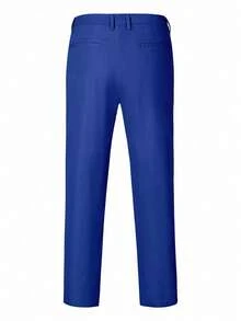 Manfinity Homme Men's Solid Color Casual Straight Leg Pants With Pockets, Versatile For Daily Wear And Travel - Royal Blue - View 3