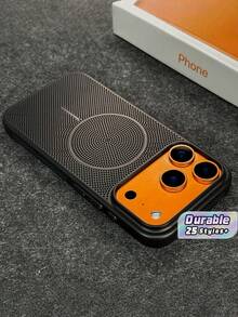 1pc Breathable Hole Fluorescent Wireless Charging Case, Liquid Silicone Ultra-Thin Shockproof Cover, Compatible With Phones 17 AIR 16 15 14 13 12 11 Pro Max Plus - Black - View 1