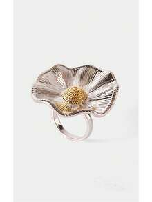 Noxbound Retro Geometric Metal Asymmetric Sunflower Ring Light Luxury Vacation Style Fashion Personalized Elegant Ring - Multicolor - View 1