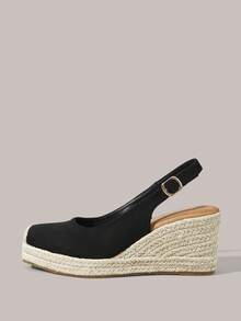 Styleloop Sandal Wedges Platform Wanita Ideal Untuk Liburan & Perjalanan Gaya Boho Pakaian Liburan Perlengkapan Perjalanan - Hitam Klasik - View 3