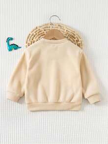 Baby Boy Casual Minimalist Loose Round Neck Comfortable Knit Soft Pullover Sweatshirt Suitable For Autumn And Winter - Multicolor - View 2