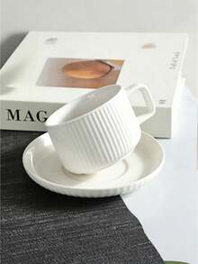 1 Set / 6 Sets Of European Coffee Cup And Saucer Sets, Striped Ceramic Cup And Saucer Sets, Afternoon Tea Tableware And Tea Cup Gift Box, Minimalist Style Mugs. - Multicolor - View 7