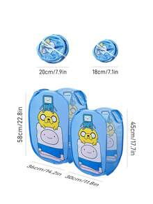 ADVENTURE TIME X SHEIN Panier de rangement pliable en fibre de polyester - Panier de rangement portable escamotable, boîte de rangement multifonctionnelle pour la maison, convient pour les vêtements, les jouets, le tri des articles divers, léger, durable et facile à nettoyer, convient pour la chambre, le salon, la salle de bain, le dortoir, - Ordre bleu clair - Voir 3