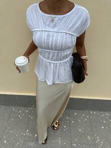 Lavishia Women's Summer Comfortable Cool Linen Top Fashion Slimming Vacation Outfit White Elegant - White - View 4