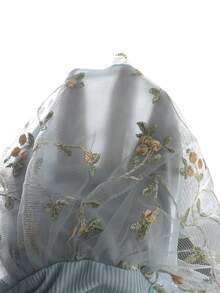 淺粉紫色愛心無袖新生兒女嬰洋裝，腰部蝴蝶結，露背設計，嬰兒生日禮服 - 淺藍色 - 查看 4