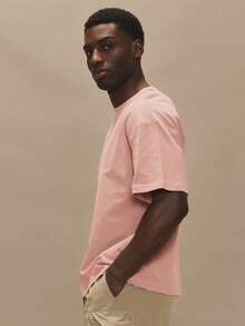 Musero Short Sleeve Oversized Graphic "Ola" T Crew Neck Shirt Spring Summer Essentials - Baby Pink - View 3