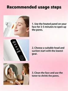 JMMO 1 Piece Electric Blackhead Removal Tool With Heating Function (6 Interchangeable Heads), Portable USB Rechargeable Pore Cleaner, Can Clean The Face And Remove Blackheads, Suitable For Daily Home, Beauty And Skincare, (Built-In 300mAh Lithium Battery) - View 7