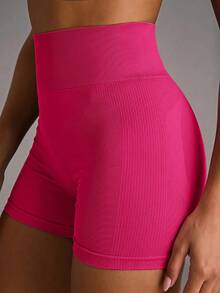 SHEIN BAE Wide Waistband Sports Shorts Legging ShortsWomen Sweat Short, Gym Short, Biker Short - Hot Pink - View 5