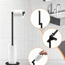 1pc Weighted Base Freestanding Paper Towel Holder, Stainless Steel Paper Towel Holder, Kitchen And Bathroom Paper Towel Holder, Modern Style Toilet Paper Roll Holder - Multicolor - View 3