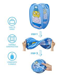 ADVENTURE TIME X SHEIN Panier de rangement pliable en fibre de polyester - Panier de rangement portable escamotable, boîte de rangement multifonctionnelle pour la maison, convient pour les vêtements, les jouets, le tri des articles divers, léger, durable et facile à nettoyer, convient pour la chambre, le salon, la salle de bain, le dortoir, - Ordre bleu clair - Voir 4