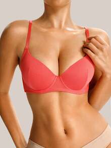 Barelissa 1 pieza Sujetador con aro de estilo minimalista para mujer - Rosa Roja - Ver 5