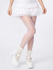 ROMWE Kawaii 女士粗跟瑪麗珍優雅戶外白色高跟鞋 - 白色 - 查看 5