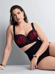 Slumbrini Plus Size Lace Underwire Push-Up Bra - Lift, Support And All-Day Comfort - Hot Pink - View 10
