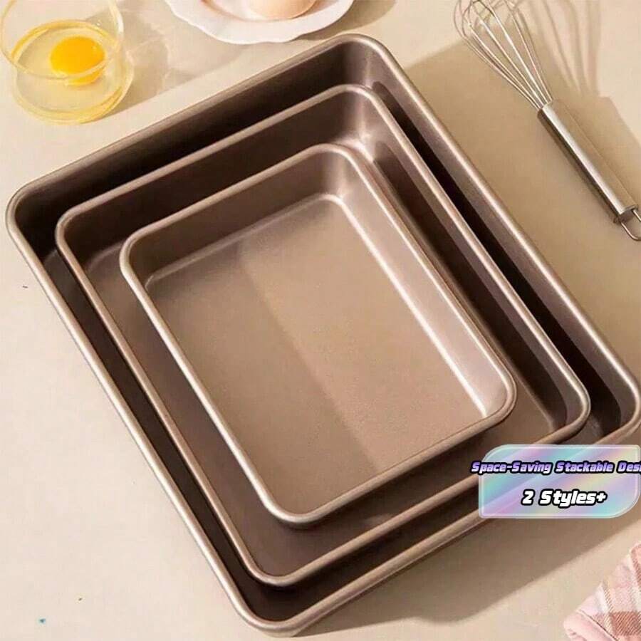 Ancient Rectangular Cake Mold, 1 Piece, Thick Carbon Steel Baking Dish, Non-Stick - Multicolor - View 1