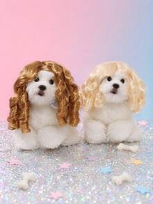 PETSIN 1PC Judge Style Pet Curly Wig For Dogs And Cats, Long Wavy Hair Costume Headpiece, Holiday Party Cosplay Dress Up Accessory, Funny Pet Photo Prop For Halloween Christmas, Perfect Gift For Pet Lovers - Multicolor - View 4