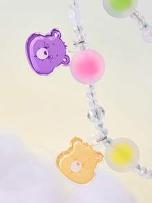 SHEIN X Care Bears 時尚可愛卡通狗壓克力手工串珠手機鍊 手機掛繩 手機吊飾 - 彩色 - 查看 6